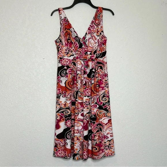 Metro 7 Size Medium (8-10) Orange Retro Surplice Sleeveless Dress - Picture 4 of 10